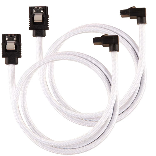 Corsair Premium Sleeved SATA 6Gbps 60cm 90¬∞ Connector Cable ‚Äî White