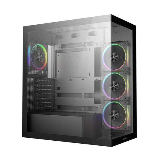 DeepCool CG580 4F v2 Panoramic ATX Mid-Tower Case, 4 x Pre Installed Fans Single Chamber, Support Up to 2x 360mm Radiators, Front 2x USB3.0