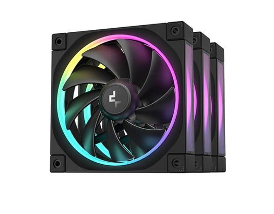DeepCool FL12 3IN1 (3-Pack) 120mm Unique ARGB Fans, Low Noise, 4-pin PWM, Fluid Dynamic Bearing, Addressable RGB LED