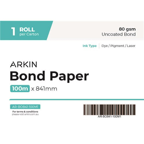 BOND PAPER 80GSM - 841MM X 100M 1 ROLL/CTN - AVAILABLE JAN2025