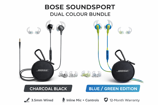 [Bundle] Bose SoundSport In-Ear Headphones  – Charcoal + Blue/Green (Like New Refurbished)