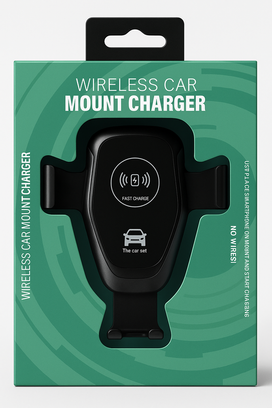 Wireless Car Mount Charger – Fast Qi Charging, Secure Grip, Overcharge Protection (15W Max Input / 10W Output)