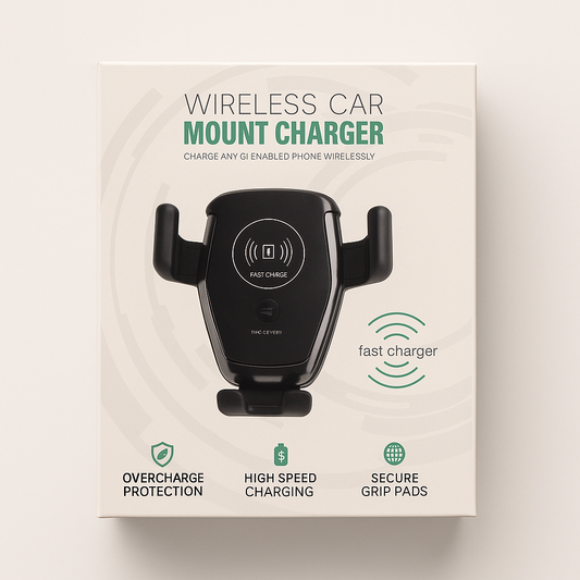Wireless Car Mount Charger – 10W Fast Qi Charging with Secure Grip & Overcharge Protection