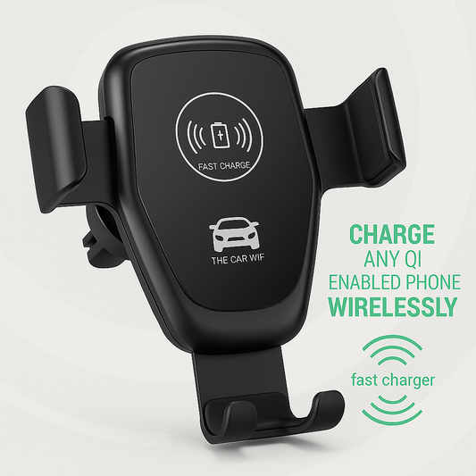 Wireless Car Mount Charger – 10W Fast Qi Charging with Secure Grip & Overcharge Protection