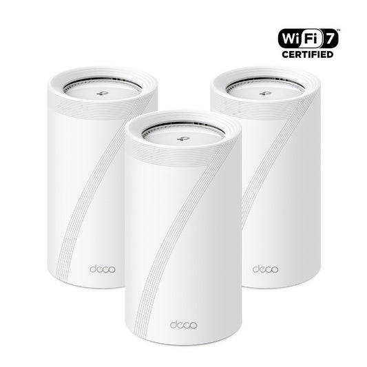 TP-LINK DECO BE22000 MESH WI-FI 7 TRI-BAND SYSTEM, 2.5 GbE(4), ANT(4), 3-PACK, 3YR