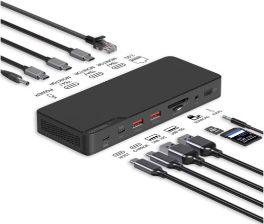 COMSOL UNIVERSAL DOCK, T/BOLT 4, DUAL 4K, 85W, TB4 DATA/MONITOR(3) USB-C PWR(1) USB3.0(2),