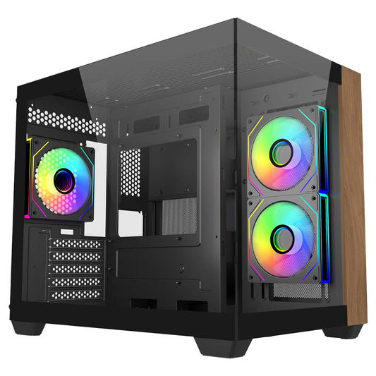 COOLER MASTER MATX, TEMPERED GLASS, WOOD PANEL, ARGB FANS(4), 2YR