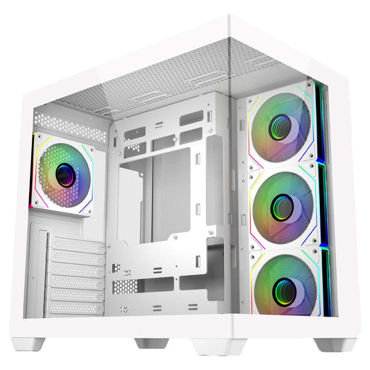 COOLER MASTER ATX, DUAL TEMPERED GLASS PANEL, ARGB FANS(4), WHITE, 2YR