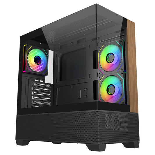 COOLER MASTER ATX, WOOD FRONT PANEL, 270 GLASS, ARGB FANS(3), 2YR