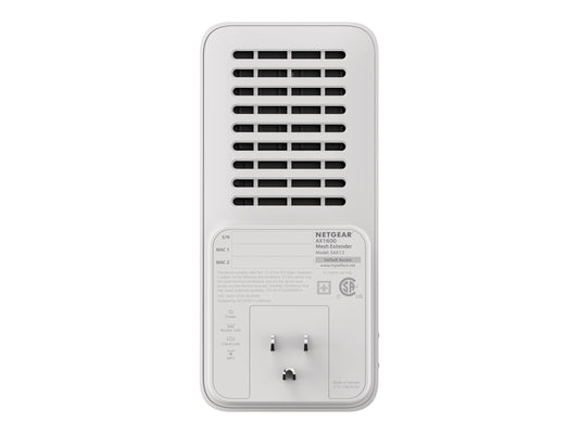NETGEAR (EAX12) AX1600 4-STREAM WIFI 6 MESH EXTENDER, WALLPLUG, 2YR