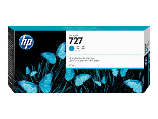 HP 727 300-ML CYAN DESIGNJET INK CARTRIDGE - T920/T930/T1500/T1530/T2500/T2530