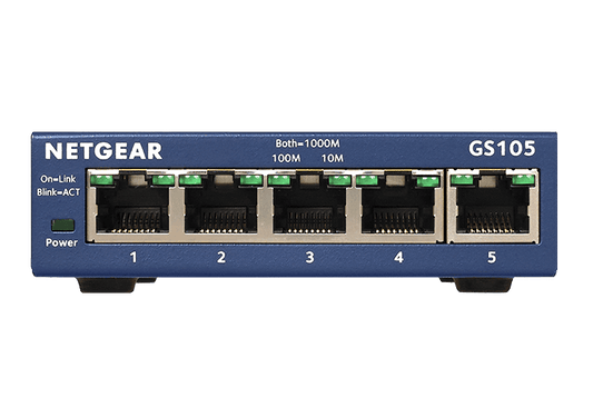 NETGEAR (GS105AU) 5-PORT UNMANAGED SWITCH, GbE(5), LIFE WTY