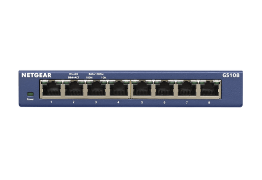 NETGEAR (GS108AU) 8-PORT UNMANAGED SWITCH, GbE(8), LIFE WTY
