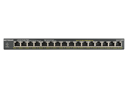 NETGEAR (GS316PP) 16-PORT UNMANAGED SWITCH, POE+(16), 183W, 3YR