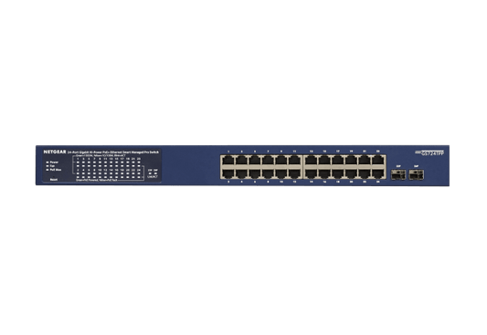 NETGEAR (GS724TPP) 24-PORT SMART MANAGED SWITCH, POE+(24) 380W, SFP(2), LIFE WTY