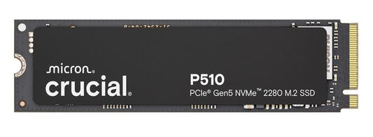 Crucial P510 1TB Gen5 2280 NVMe M.2 SSD 11,000 / 9,500 MB/s R/W 600TBW 1.5M IOPS 1.5M hrs MTTF Full-Drive Encryption 5yrs