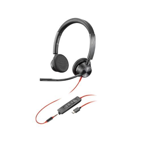 POLY BLACKWIRE 3325 STEREO USB -C HEADSET 3.5MM PLUG USB-C/ A ADAPTER