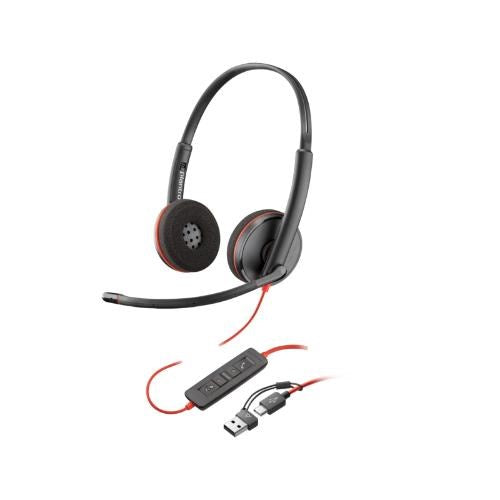 POLY BLACKWIRE 3220 STEREO USB -C HEADSET USB-C/A ADAPTER