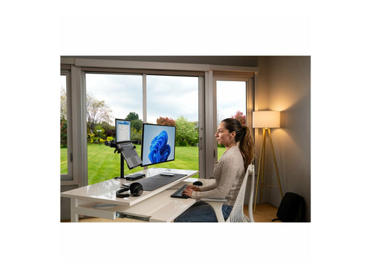 KENSINGTON DUAL MONITOR DESK MOUNT, UP TO 32" & 8KG, VESA 75x75, 100x100 - BLACK