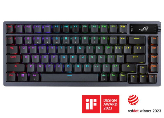 ASUS ROG AZOTH/NXSM/PBT Gaming Keyboard, OLED Display, NX Storm Switch, 75 Keys, Tri-mode Connection, Black, Tactile Bump/Clicky