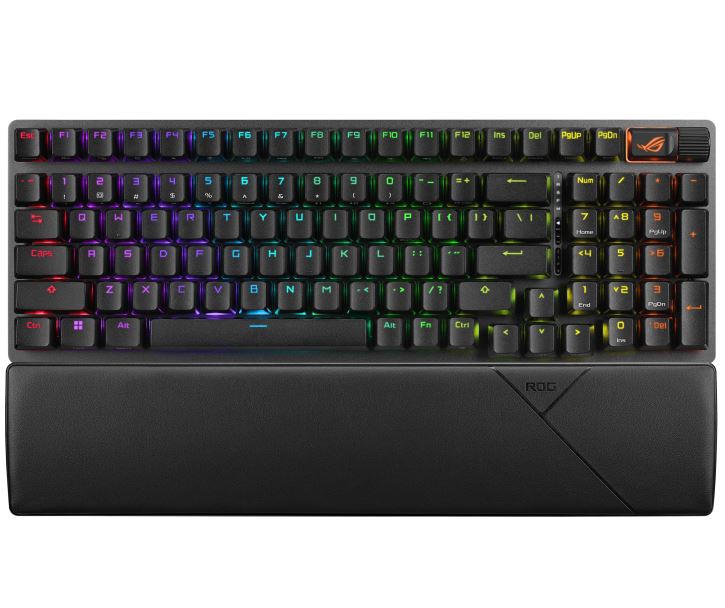 ASUS ROG STRIX SCOPE II 96 WL Snow Switch NX Wireless Gaming Mechanical Keyboard, Tri-mode Connection, Streamer hotkeys, PBT Keycaps, Quiet