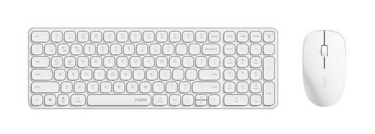 RAPOO 9320M Bluetooth 4.0, 5.0 + 2.4G  Wireless Multi-mode Keyboard Mouse Combo, Aluminum Base, 2400 DPI, 10M Range, Compact White Retail Pack