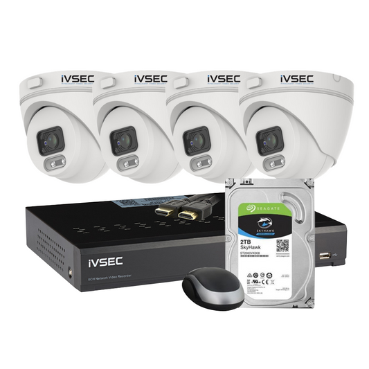 LX SERIES KIT 4 X NC000XA 4MP IP CAM + NR004XA-2TB 4 x PoE NVR 4K  BASIC IVS
