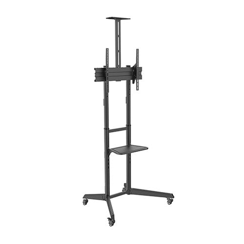 Brateck Versatile & Compact Steel TV Cart with top and center shelf for 37'-70' TVs Up to 50kg, Fine Texture Black, 871x678x1966mm (LS)