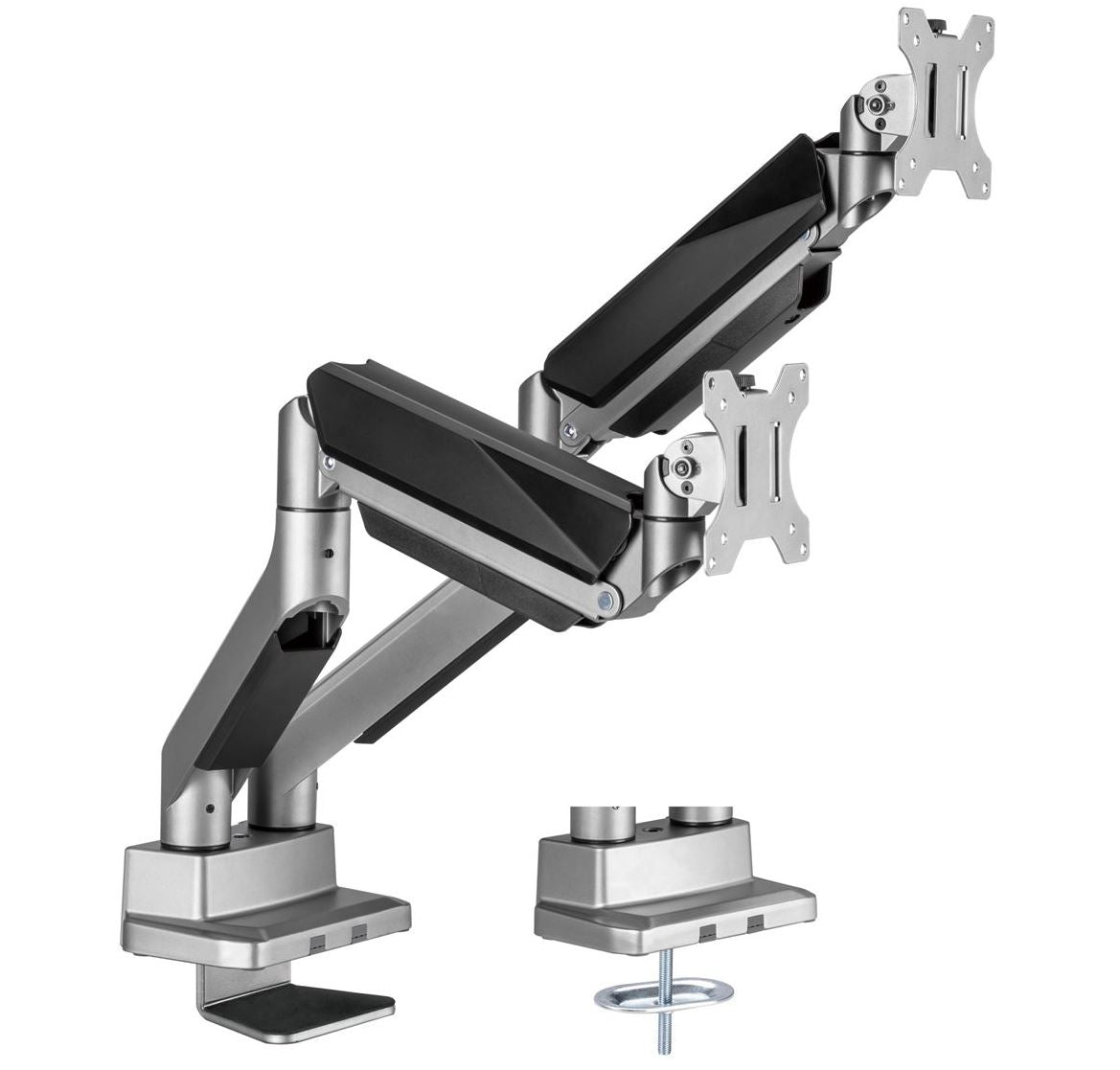 mbeat¬Æ activiva Heavy Duty Dual Monitor Screen Gas Spring Monitor Arm Support:For monitors 17'-35‚Äô‚Äô, each up to15kg.  Integrated 180¬∞ Rotation