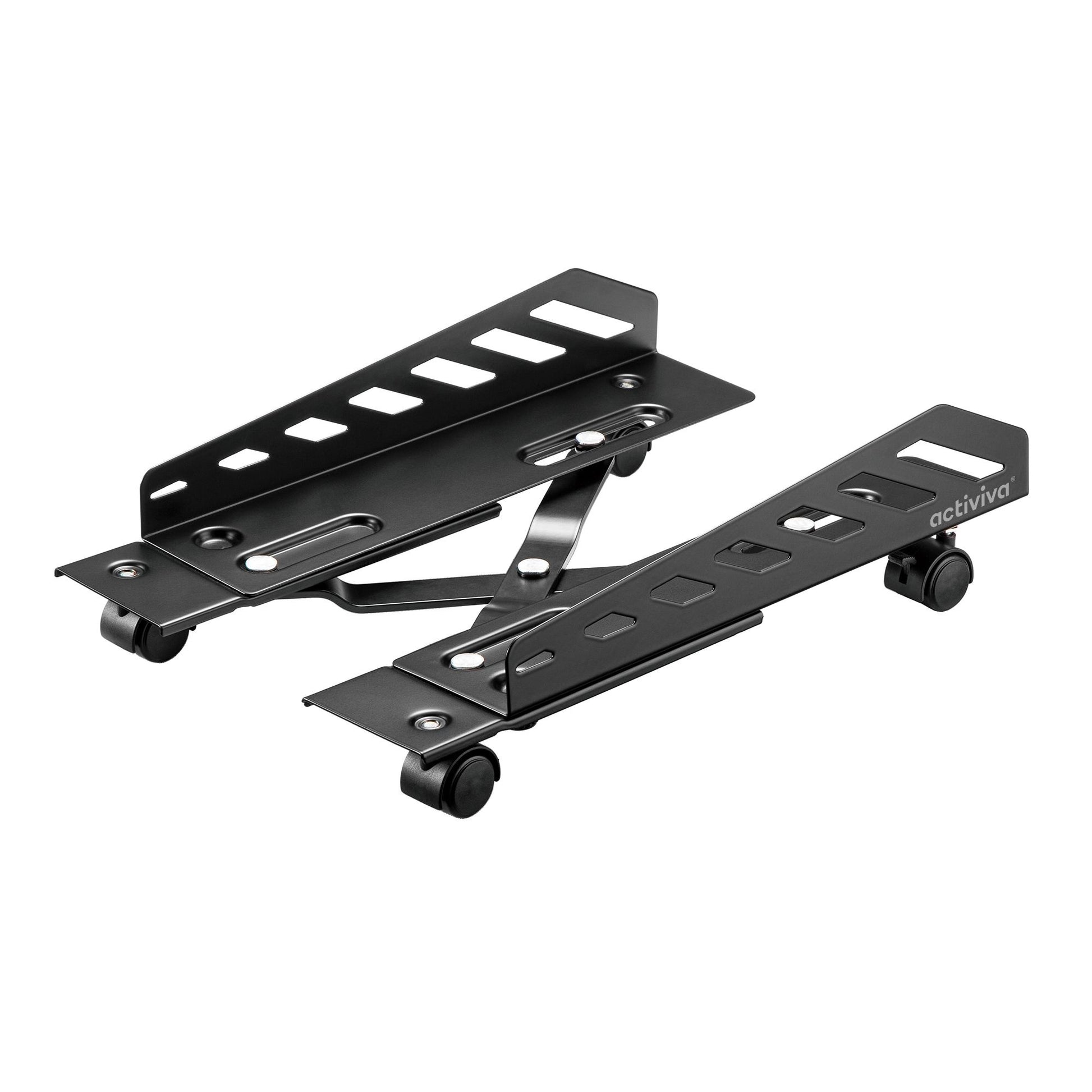 mbeat¬Æ activiva Heavy-Duty PC Mobile Floor Stand with Casters Black Adjustable Width and Length 16cm to 30cm  Support Device Weight 25kg
