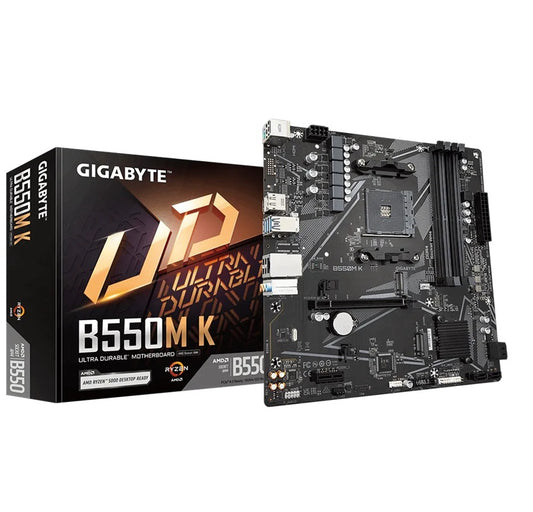 Gigabyte B550MK AMD AM4 M-ATX Motherboard 4x DDR4~128GB,1x PCIe x16, 1 x PCIe x1, 2x M.2, 4x SATA , 4x USB 3.2, 4x USB 2.0