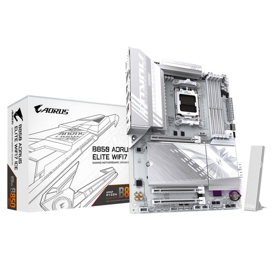 Gigabyte B850 A ELITE WF7 ICE 1.0 , AMD AM5, 1 x HDMI, 3 x PCI Express x16, 3 x M.2, 4 x SATA, 9x USB 3.2