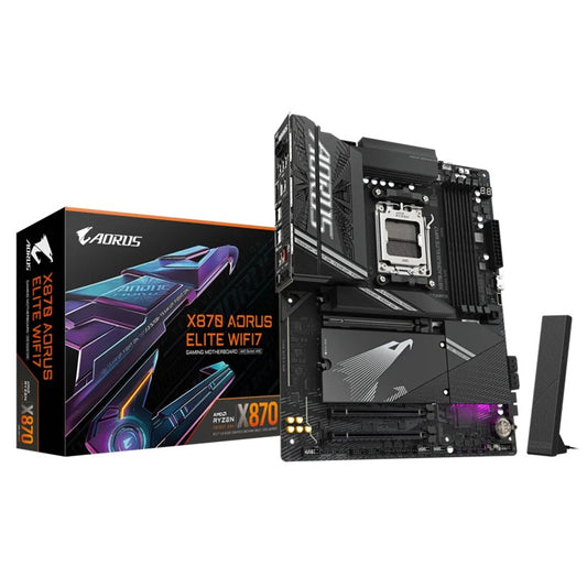 Gigabyte X870 AORUS ELITE WIFI7 AMD AM5 ATX Motherboard 4x DDR5~256GB,3x PCIe x16, 4x M.2, 4x SATA 6, 4x USB 3.2, 4x USB2.0, 2x USB-C,