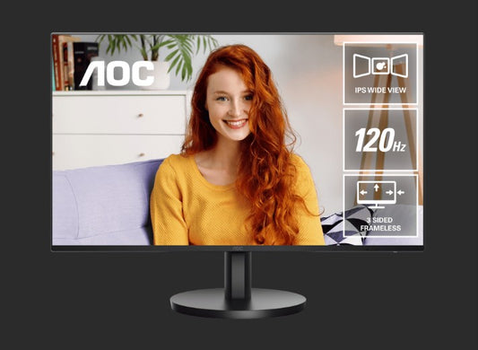 AOC 27 IPS, 1920 1080FHD, 120HZ, 1ms, HDMI x1 1.4, USB-C (DP Alt Mode/65W) x1, USB-A 3.2 Gen 1 x2, Speakers x2, Anti-Blue Light Monitor 2025 New