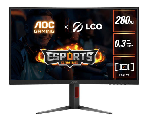 AOC 27 Curved 0.3ms 280Hz,1920 1080 (FHD), Adaptive Sync, HDR10, HDMI 2.0 1,DisplayPort 1.4 1, Height Adjust, Gaming Monitors 2025