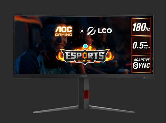 AOC 34 WQHD VA,1500R,180Hz,1ms,Adaptive Sync,HDR10,Shadown Control,Dark Boost,Flicker Free,Low blue mode,Gaming mode