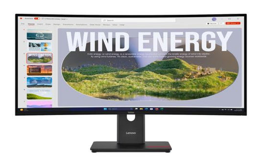 LENOVO ThinkVision T34WD-40 34' 120Hz WQHD Monitor 1500R Curve 4K 3440x1440 21:9 Height Adjustable Tilt Swivel USB-C Dock 100W PD DP HDMI LAN 4xUSB3.2