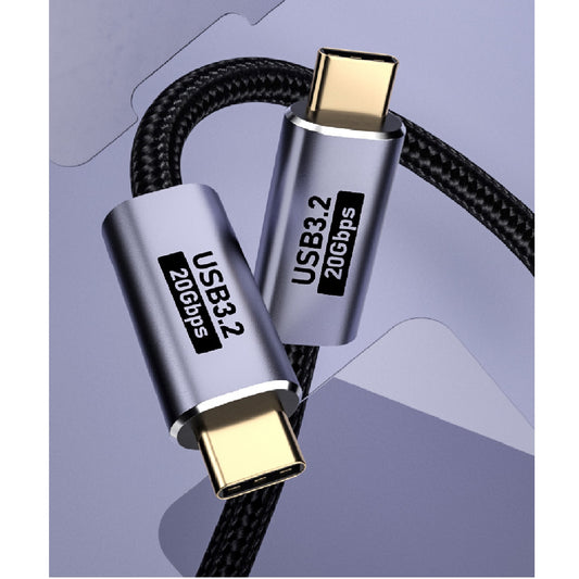 USP BoostUp Cafule Braided USB-C to USB-C (3.2 Gen2) Charge & Video (8K60Hz) Cable (1M) Black - 5A/100W, Support 20Gbps, Suitable for USB-C Devices