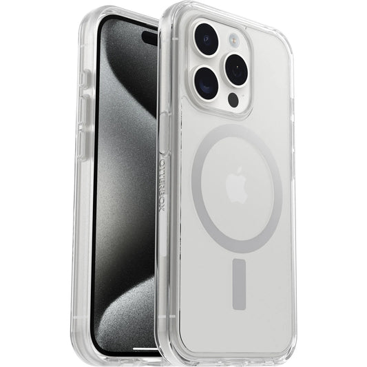 OtterBox Symmetry+ MagSafe for Apple iPhone 15 Pro (6.1") Case Clear - (77-93026), Antimicrobial, DROP+ 3X Military Standard, Raised Edges, 7 Years Warranty