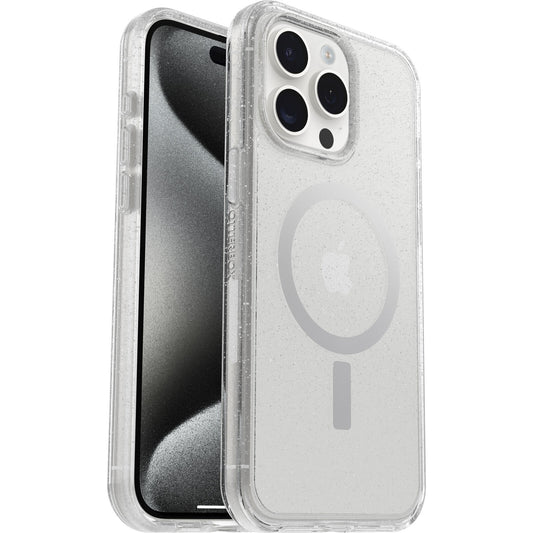 OtterBox Symmetry+ MagSafe for Apple iPhone 15 Pro Max (6.7") Case Stardust (Clear Glitter) - (77-93089), DROP+ 3X Military Standard