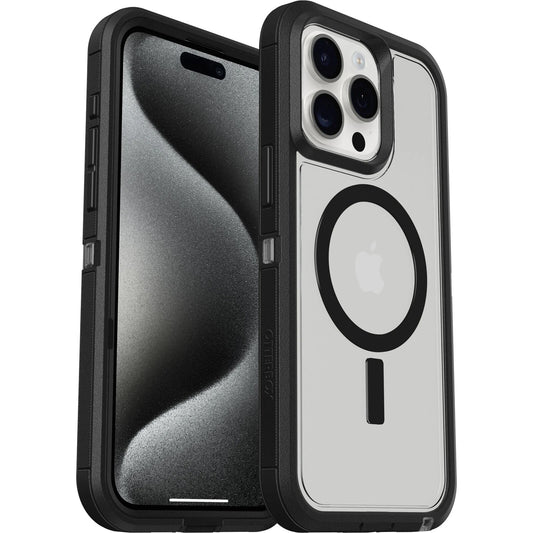 OtterBox Defender XT MagSafe Apple iPhone 15 Pro Max (6.7') Case Dark Side (Clear / Black) - (77-93313),DROP+ 5X Military Standard, 7 Years Warranty