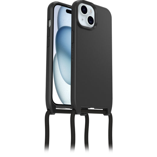 OtterBox React Necklace MagSafe for Apple iPhone 15 (6.1") Case Black - (77-93593), DROP+ Military Standard, Detachable Nylon Rope, 7 Years Warranty