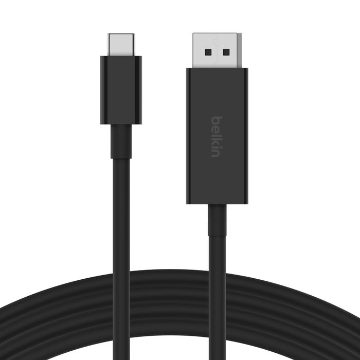 Belkin Connect USB-C to DisplayPort 1.4 Cable 2M - Black (AVC014BT2MBK), 32.4 Gbps Bandwidth, Supports 8K@60Hz & 4K@144Hz, 2 Years Warranty