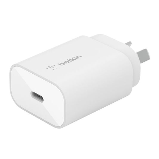 Belkin BoostCharge 25W USB-C PD 3.0 PPS Wall Charger - White (WCA004auWH), Dynamic Power, Safe & Efficient, Compact & Travel-Ready, 2 Years Warranty