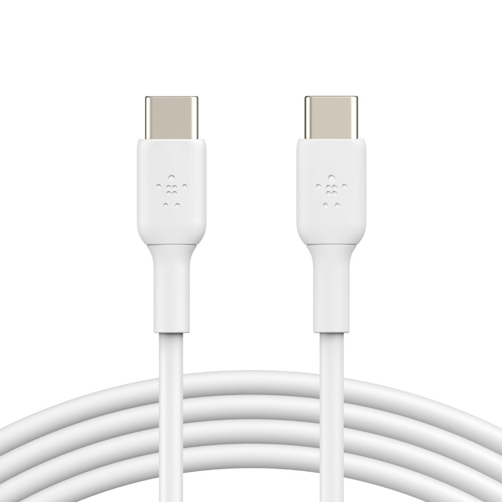 Belkin BoostCharge USB-C to USB-C Cable (1M) - White (CAB003bt1MWH), 60W, 480Mbps, 25K+ Bends, Samsung Galaxy, iPad, USB-IF Certified,2 Years Warranty