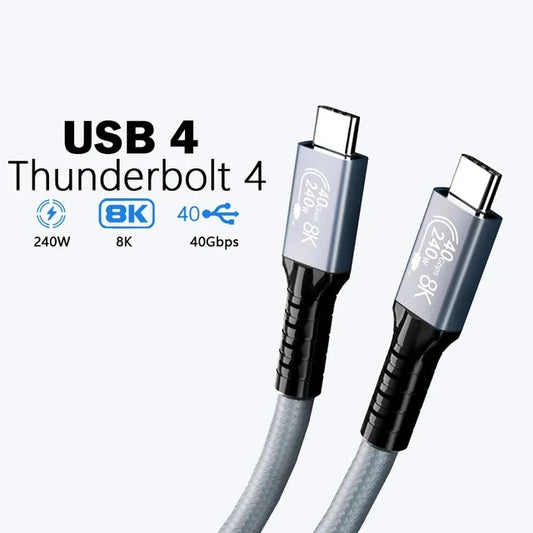 USP BoostUp Thunderbolt 4 USB-C to USB-C Cable (1.8M) Black -USB4 - 40Gbps,240W,8K (60Hz)/4K (144Hz), Fast Charge, Best for Laptop, Tablet, Phone