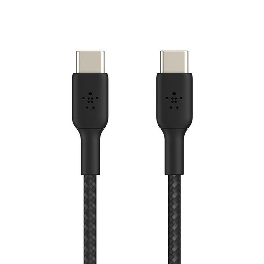 Belkin BoostCharge Braided USB-C to USB-C Cable (0.15M) - Black (CAB004bt0MBK),60W,480Mbps,30K+ Bends, Double-Braided,USB-IF Certified,2 Year Warranty