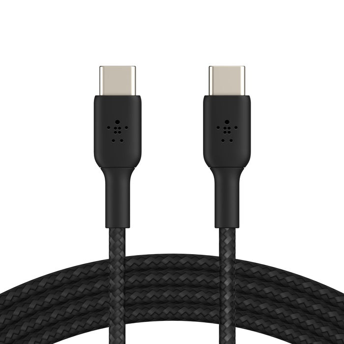 Belkin BoostCharge Braided USB-C to USB-C Cable (0.15M) - White (CAB004bt0MWH),60W,480Mbps,30K+ Bends, Double-Braided,USB-IF Certified,2 Year Warranty