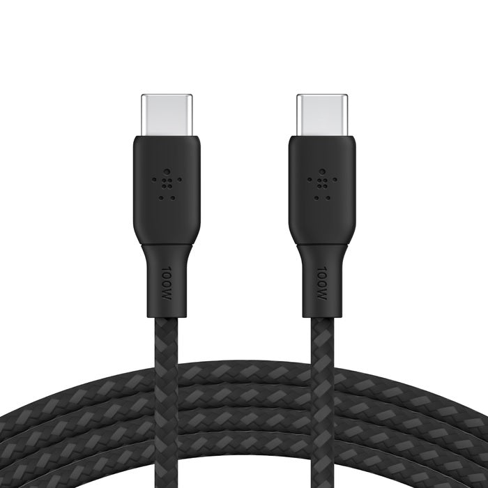 Belkin BoostCharge Braided USB-C to USB-C Cable (3M) - Black (CAB014bt3MBK),100W,480Mbps,USB 2.0, 30K+ Bends, Samsung Galaxy,MacBook,2 Years Warranty