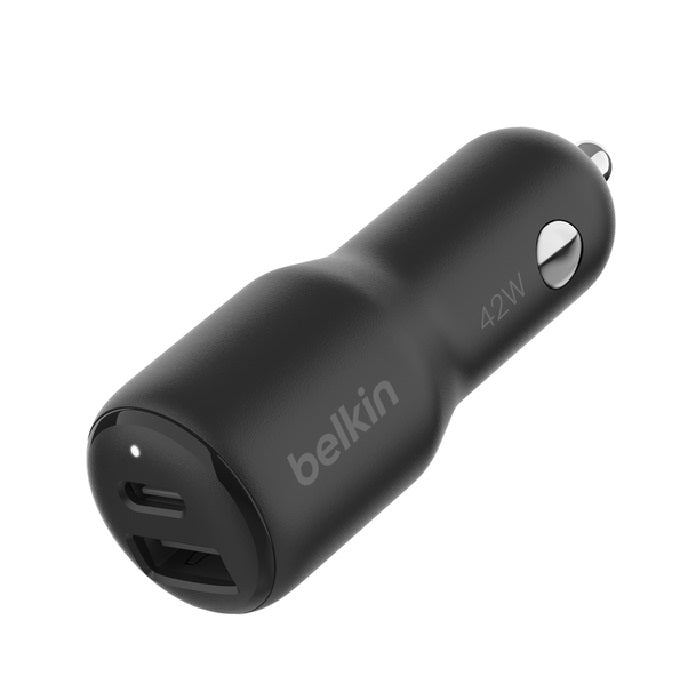 Belkin BoostCharge 42W Dual Car Charger - Black (CCB005BTBK), 1xUSB-C (30W), 1xUSB-A (12W), Safe & Optimized, CEW $2500, Apple, 2 Years Warranty